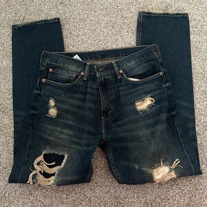 Levi's Men's Ripped Dark Blue Skinny Jeans